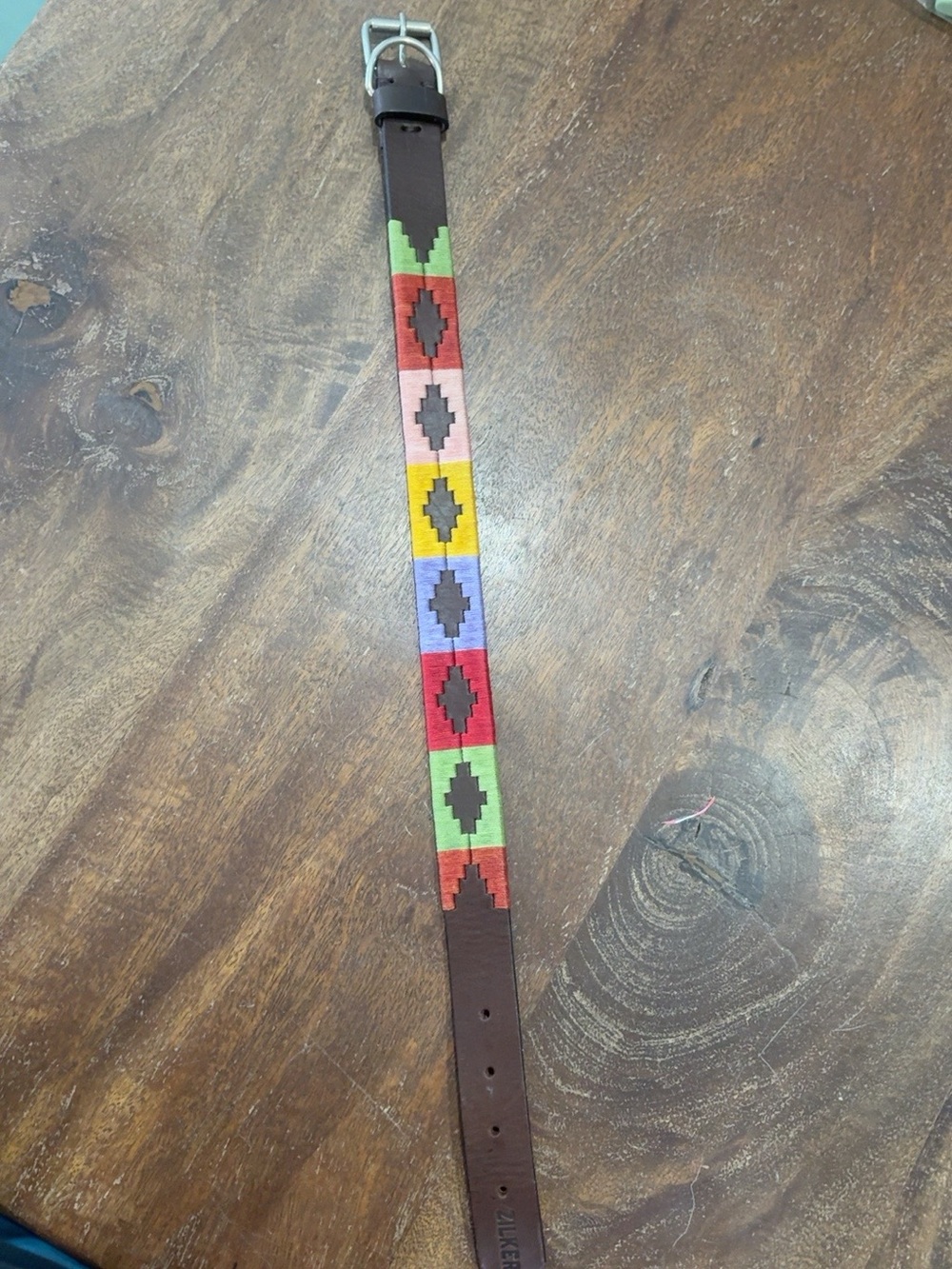 Zilker Colorful Hand-Stitched Leather Dog Collar Size 52 – New Without Tags